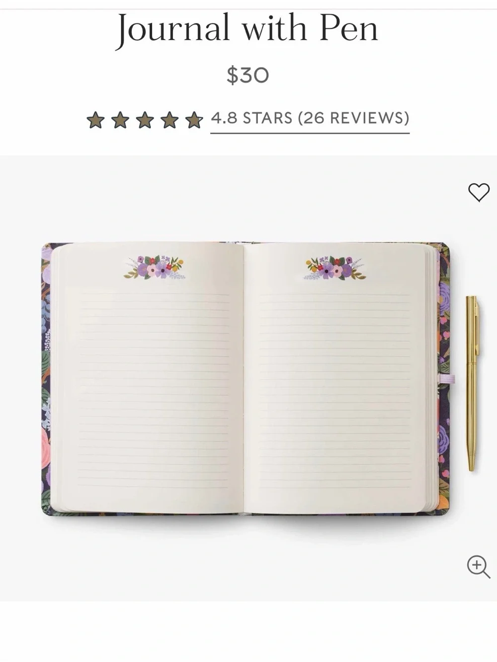 Riffle paper Co. Journal with pen “Garden Party Violet” 144 pages